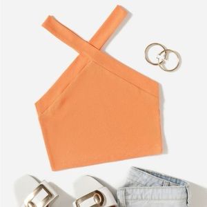 Orange Cross Neck Tank